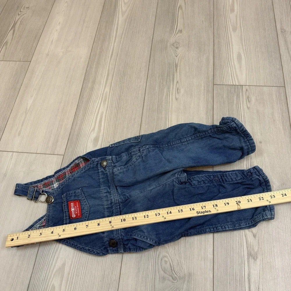 Vintage OshKosh B'Gosh Vestbak Plaid‎ Flannel Line Boys Overalls Blue 18M USA